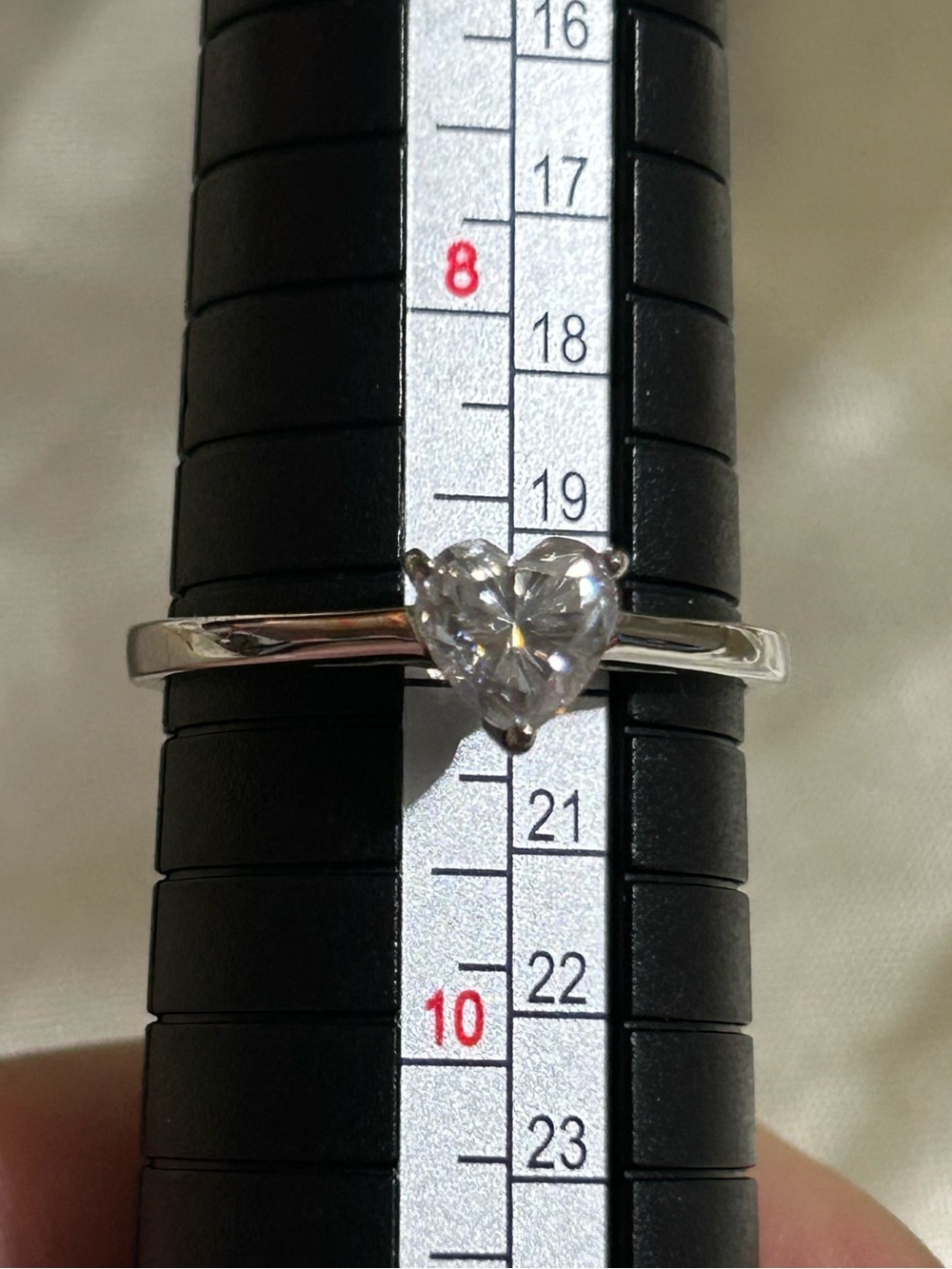 Sterling Silver Heart-Cut Moissanite Solitaire Ring Size 9